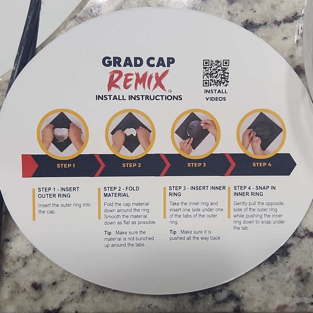 Graduation Cap Insert - White/Grey - Picture 2 of 4